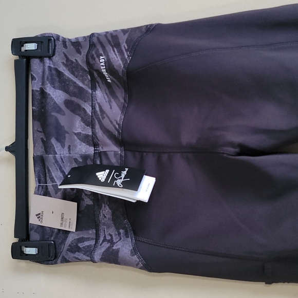 Adidas x Zoe Saldana Collection 7/8 Black & Grey Patterned Leggings XS - Picture 7 of 14